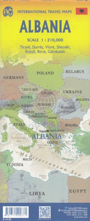 Albania 1:210 000. Mapa samochodowo-turystyczna wydawnictwa ITMB. Okładka - tył