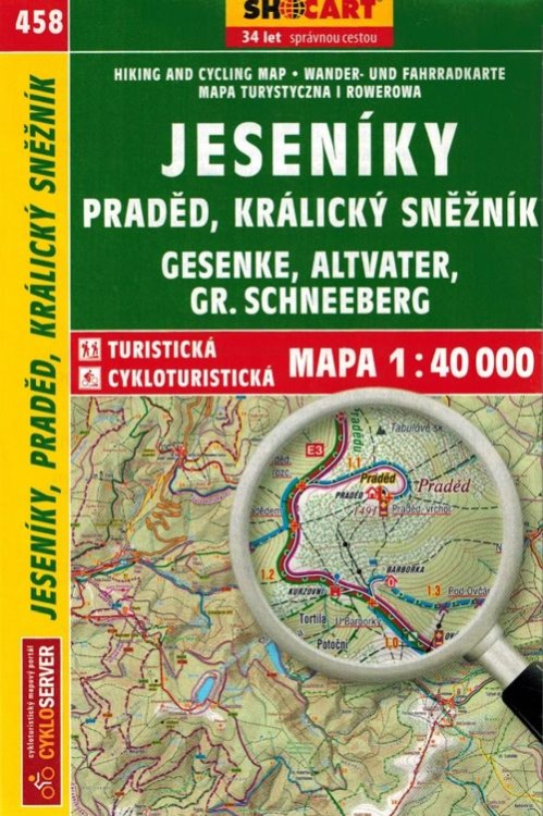 Jesioniki, Pradziad, Kralicki Śnieżnik. Mapa turystyczna 458 wydawnictwa Shocart. Okładka
