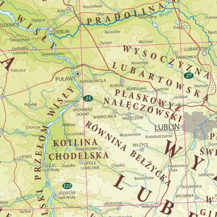 Polska 1:700 000. Mapa ścienna fizyczna. Fragment 2