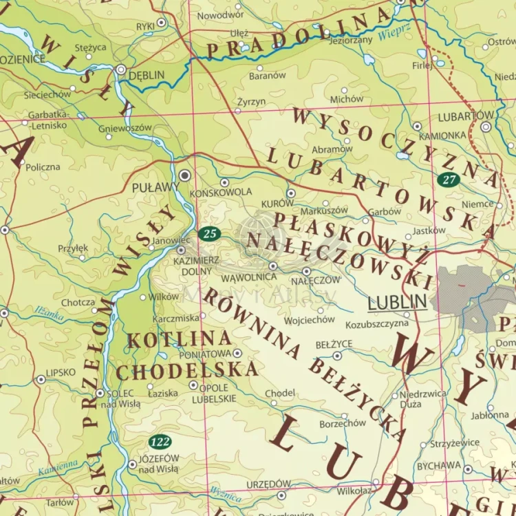 Polska 1:700 000. Mapa fizyczna w ramie drewnianej. Fragment 2