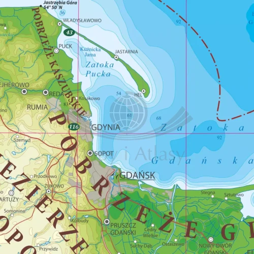 Polska 1:700 000. Mapa fizyczna. Wersja do wpinania. Fragment 1