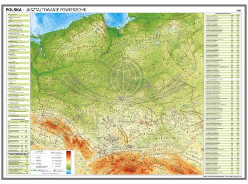 Polska 1:700 000. Mapa fizyczna. Wersja do wpinania