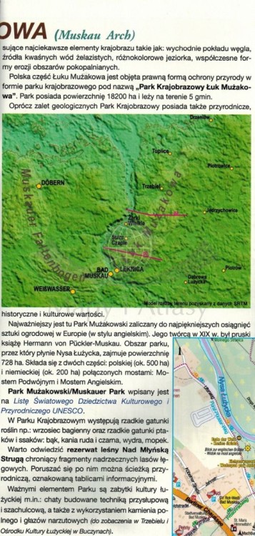 Łuk Mużakowa, część polska i niemiecka. Zestaw dwóch map turystycznych wydawnictwa Sygnatura. Część polska - fragment 2