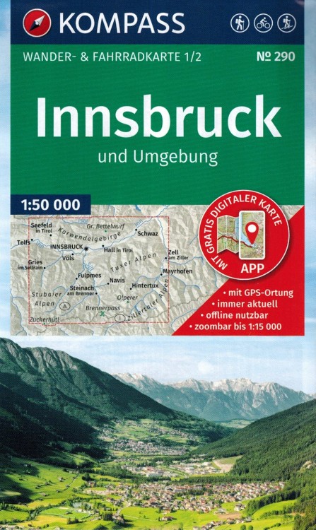 Innsbruck Mapa turystyczna 290 wydawnictwa Kompass. Mapa 1 - okładka