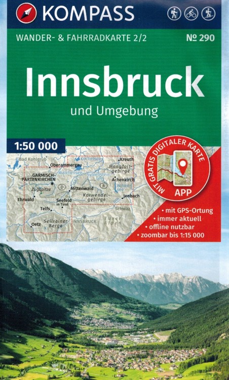 Innsbruck Mapa turystyczna 290 wydawnictwa Kompass. Mapa 2- okładka