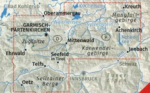 Innsbruck Mapa turystyczna 290 wydawnictwa Kompass. Mapa 2- zasięg