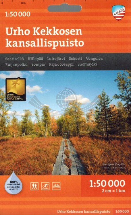 Park Narodowy Urho Kekkonena 1:50 000. Wodoodporna mapa turystyczna wydawnictwa Calazo. Okładka