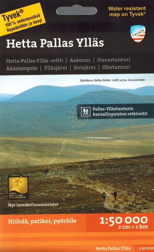 Finlandia: Hetta Pallas Yllas 1:50 000. Wodoodporna mapa turystyczna. Calazo