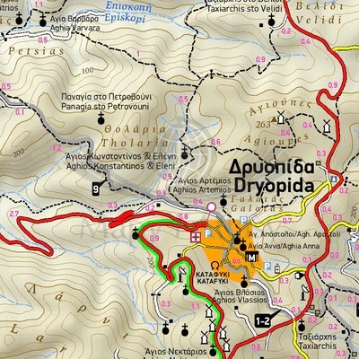 Kitnos / Kythnos 1:25 000. Wodoodporna mapa turystyczna wydawnictwa Terrain Editions. Fragment 1