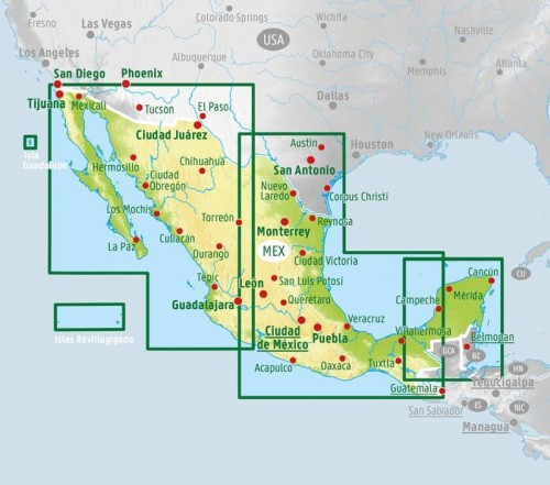 Meksyk 1:1 500 000. Mapa samochodowo-turystyczna wydawnictwa Freytag & Berndt. Zasięg
