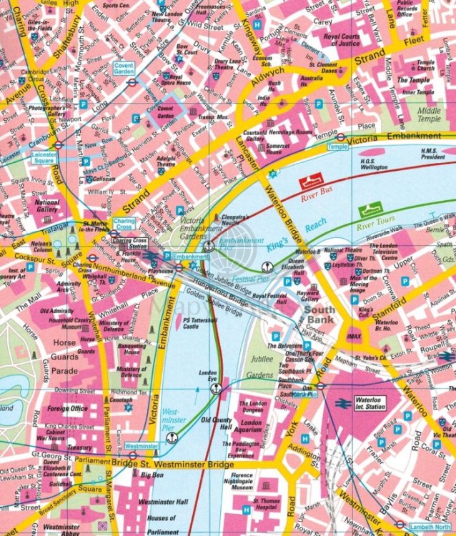 Londyn 1:10 000. Mapa / Plan miasta wydawnictwa Freytag & Berndt. Fragment