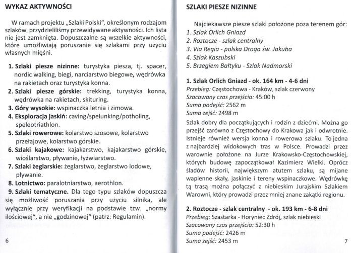 Książeczka odznaki "Szlaki Polski" Przykładowe strony 1