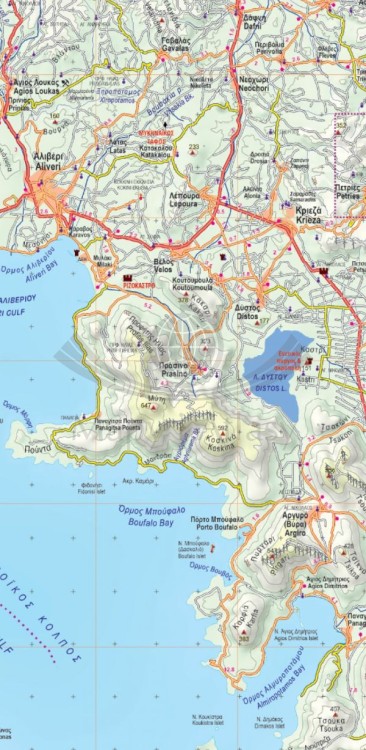 Wyspa Euboea / Evia Island 1:110 000. Wodoodporna mapa samochodowo-turystyczna wydawnictwa Anavasi. Fragment