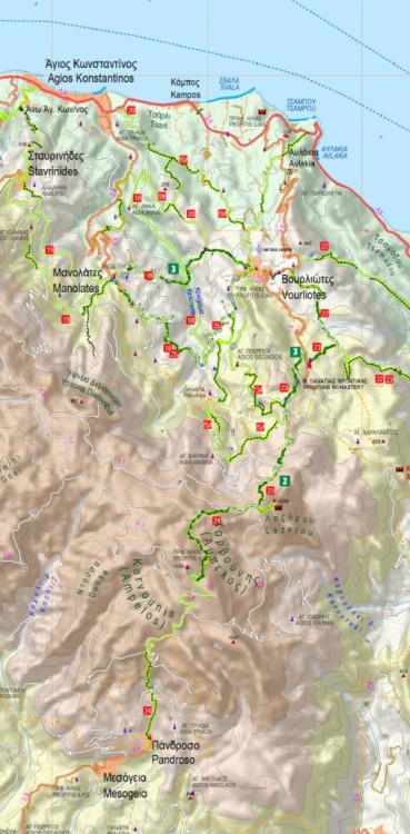 Samos 1:45 000. Wodoodporna mapa samochodowo-turystyczna wydawnictwa Anavasi. Fragment