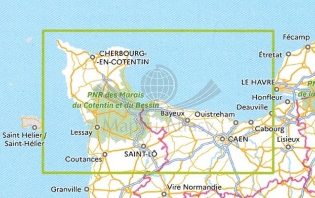Normandia 6 czerwca 1944. Mapa historyczna wydawnictwa IGN. Zasięg