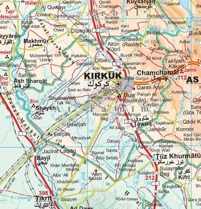 Irak 1:1 750 000. Mapa samochodowo-turystyczna wydawnictwa Gizi Map. Fragment
