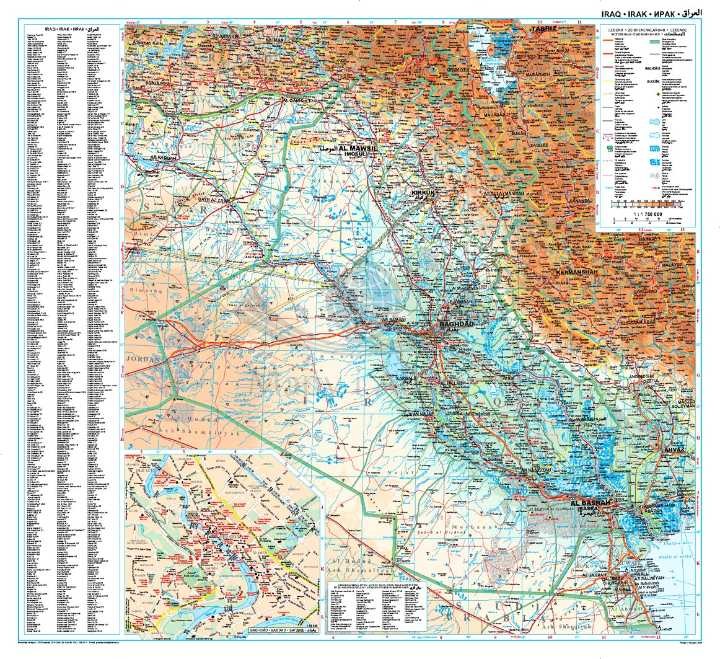 Irak 1:1 750 000. Mapa samochodowo-turystyczna wydawnictwa Gizi Map. Rozłożona mapa