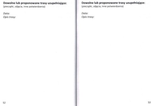 Książeczka odznaki "Korona Rychlebów - Gór Złotych". Przykładowa strona