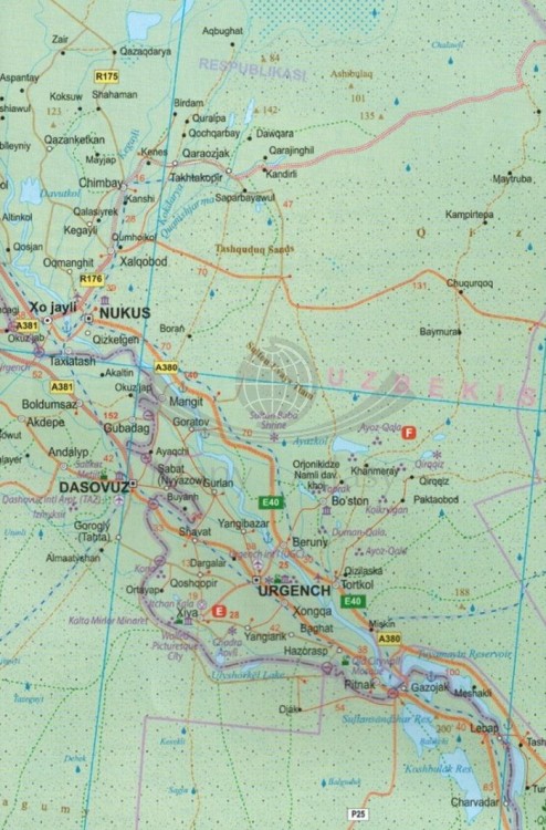 Azja środkowa. Mapa samochodowo-turystyczna. Wyd. 2025 wydawnictwa ITMB. Fragment