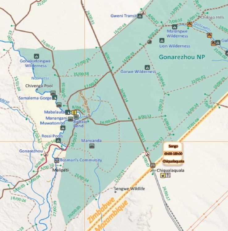 Zimbabwe 1:1 000 000. Wodoodporna mapa samochodowo-turystyczna wydawnictwa Traveller's Map. Fragment 1