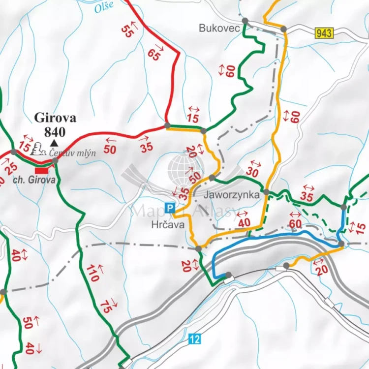 Beskid Śląski. Mapa - szlaki turystyczne. Wersja magnetyczna. Fragment 3