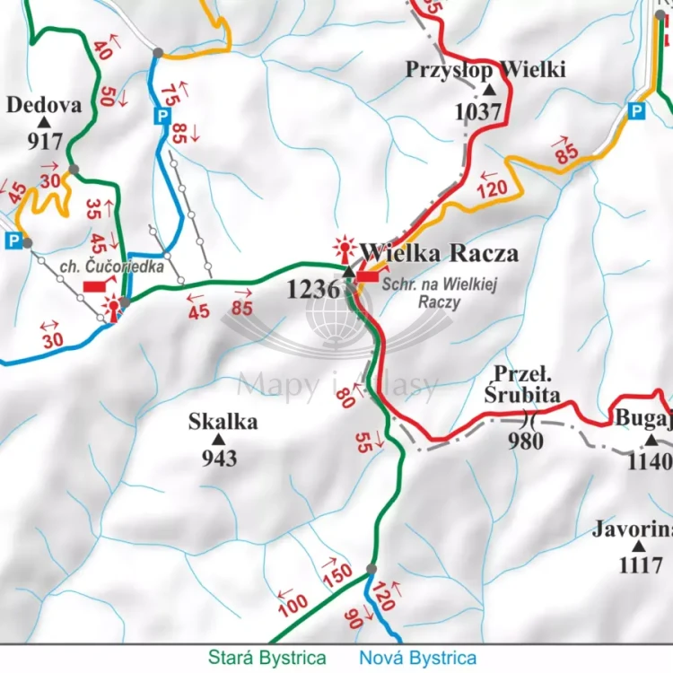 Beskid Śląski. Mapa - szlaki turystyczne. Wersja magnetyczna. Fragment 4