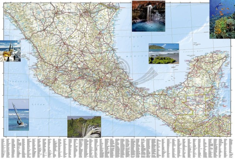Meksyk / Mexico. Wodoodporna mapa samochodowo-turystyczna wydawnictwa National Geofraphic. Strona druga