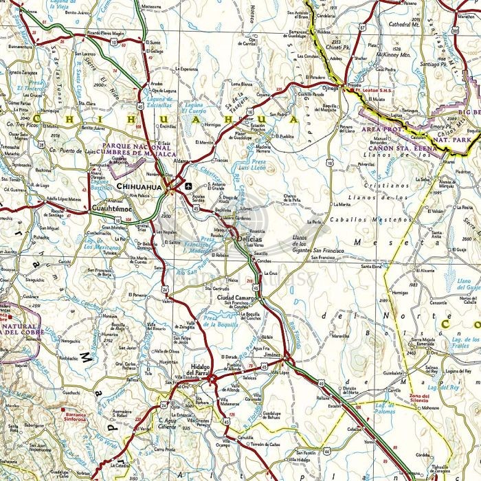 Meksyk / Mexico. Wodoodporna mapa samochodowo-turystyczna wydawnictwa National Geofraphic. Fragment 1