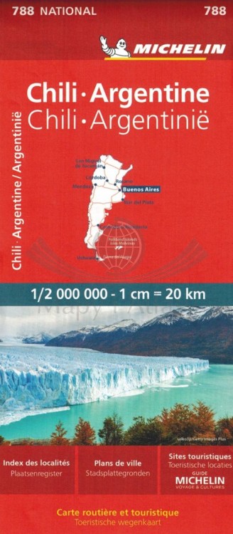 Chile i Argentyna. Mapa samochodowo-turystyczna 788 wydawnictwa Michelin. Okładka