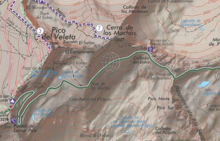 Sierra Nevada 1:25 000. Mapa turystyczna wydawnictwa Editorial Piolet. Fragment 1