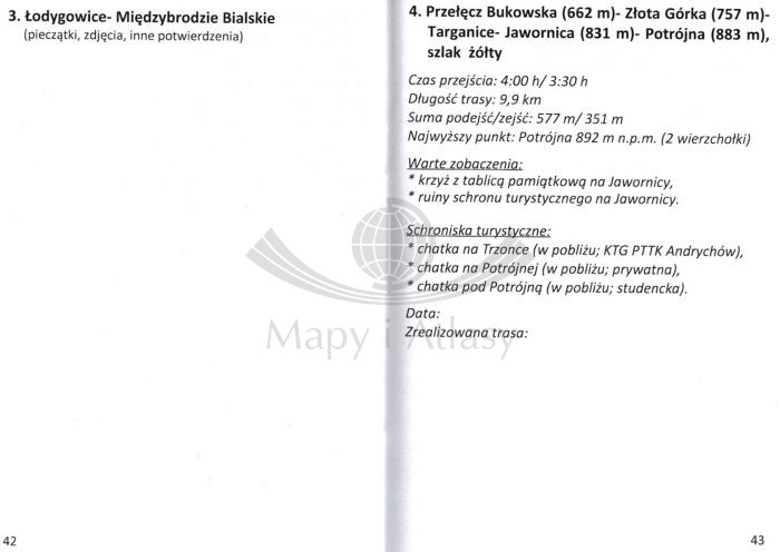 Książeczka odznaki "Miłośnik Beskidu Małego". Przykładowa strona