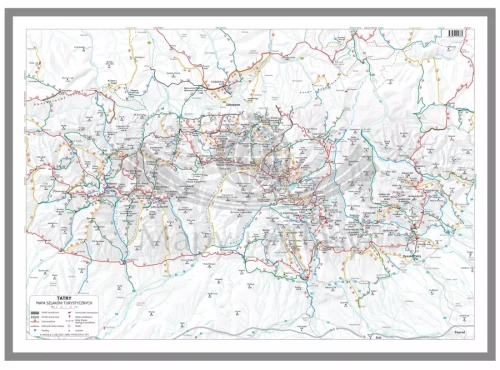 Tatry. Mapa - szlaki turystyczne. Wersja do wpinania