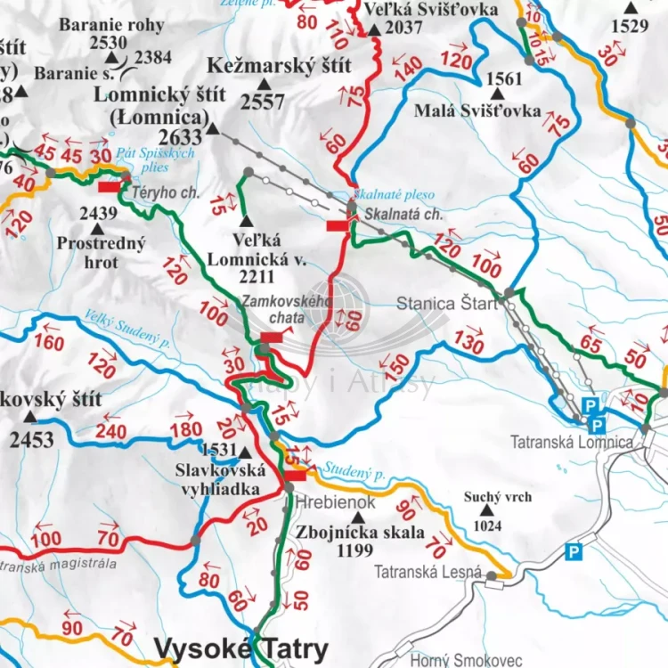 Tatry. Mapa - szlaki turystyczne. Wersja magnetyczna. Fragment 4