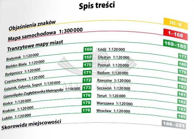 Polska 1:300 000. Atlas samochodowy wydawnictwa ExpressMap. Spis treści