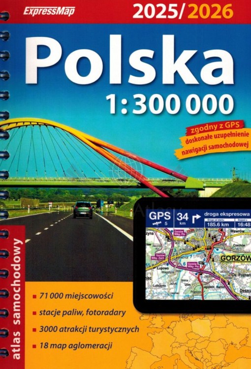 Polska 1:300 000. Atlas samochodowy wydawnictwa ExpressMap. Okładka