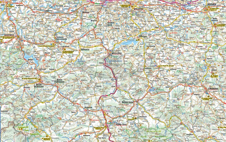 Województwo Małopolskie. Mapa atrakcji turystycznych wydawnictwa Compass. Fragment