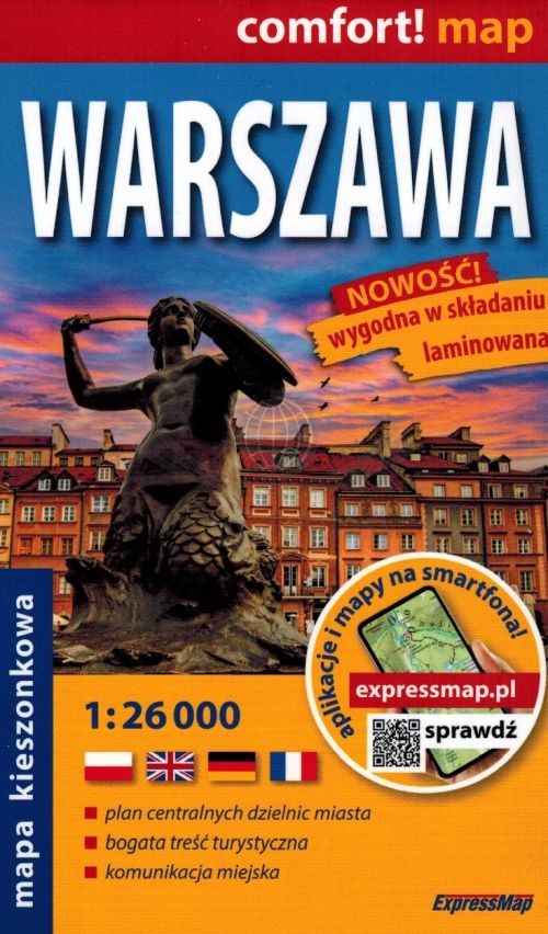 Warszawa 1:26 000. Dzielnice centralne. Laminowany plan miasta / Mapa kieszonkowa. Wyd. 2025. ExpressMap