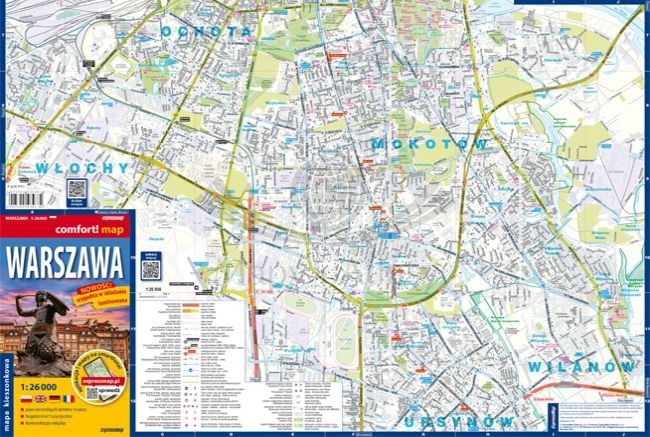 Warszawa 1:26 000. Dzielnice centralne. Laminowany plan miasta / Mapa kieszonkowa wydawnictwa ExpressMap. Strona pierwsza