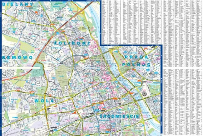 Warszawa 1:26 000. Dzielnice centralne. Laminowany plan miasta / Mapa kieszonkowa wydawnictwa ExpressMap. Strona druga