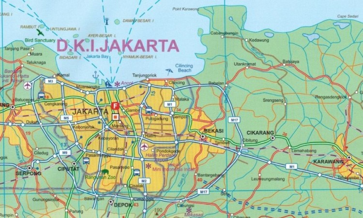 Jawa / Java 1:600 000. Wodoodporna mapa samochodowo-turystyczna wydawnictwa ITMB. Fragment