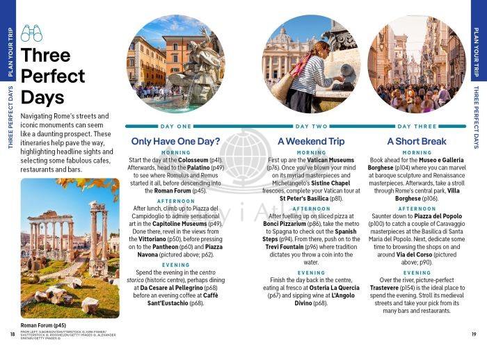 Rzym / Rome. Przewodnik Pocket z mapą wydawnictwa Lonely Planet. Przykładowe strony 2
