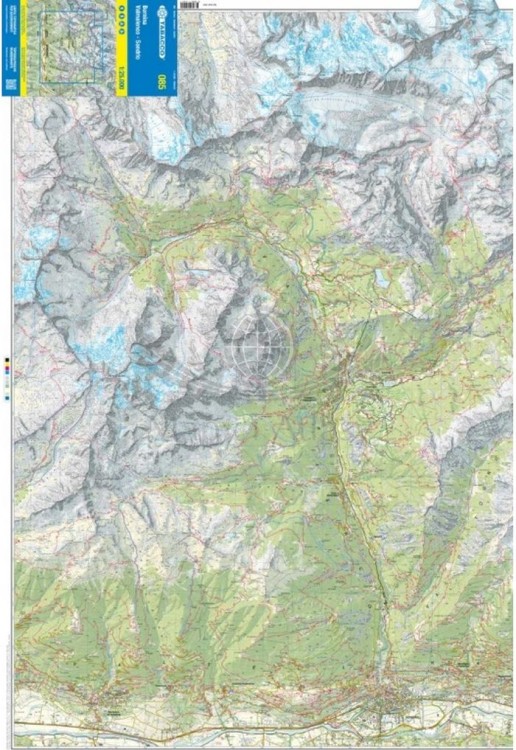 Bernina, Valmalenco, Sondrio. Wodoodporna mapa turystyczna 085 wydawnictwa Tabacco. Pierwsza strona