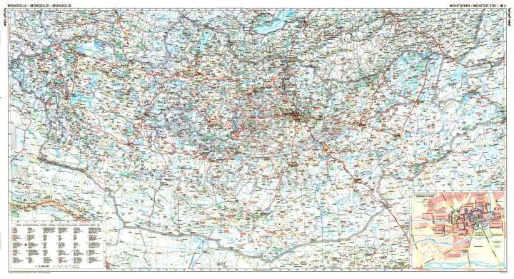 Mongolia 1:2 000 000. Mapa samochodowo-turystyczna wydawnictwa Gizi Map. Rozłożona mapa