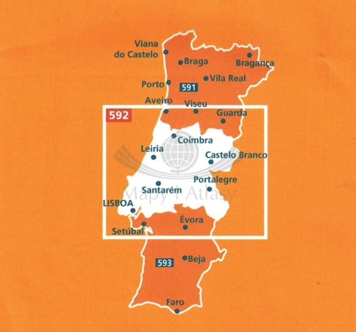 Portugalia, część środkowa. Mapa samochodowo-turystyczna 592 wydawnictwa Michelin. Zasięg