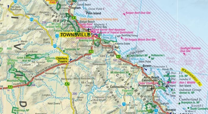 Australia 1:4 250 000. Laminowana mapa samochodowo-turystyczna wydawnictwa ExpressMap. Fragment