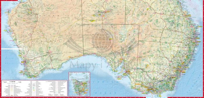 Australia 1:4 250 000. Laminowana mapa samochodowo-turystyczna wydawnictwa ExpressMap. Druga strona