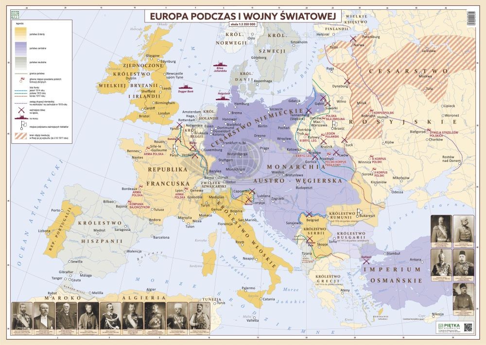 Europa podczas I wojny światowej. Mapa ścienna. Wersja STRONG