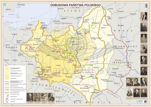Odbudowa państwa Polskiego. Mapa ścienna. Wersja STRONG