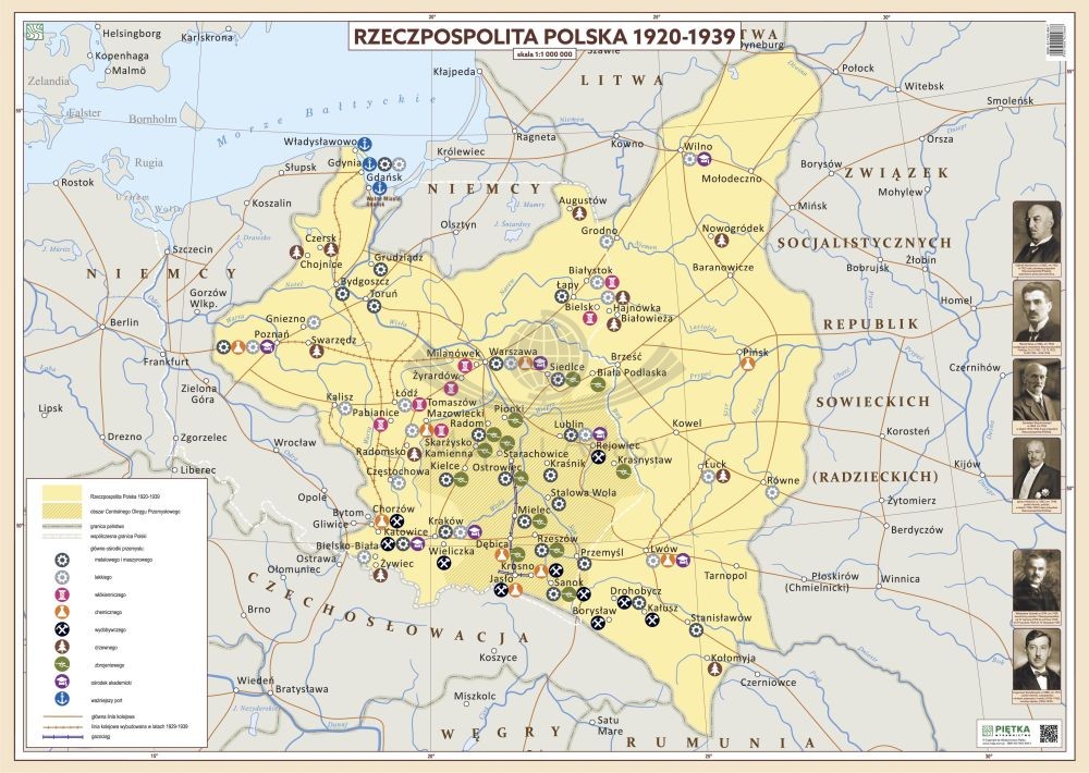 Rzeczpospolita Polska 1920-1939. Mapa ścienna. Wersja STRONG