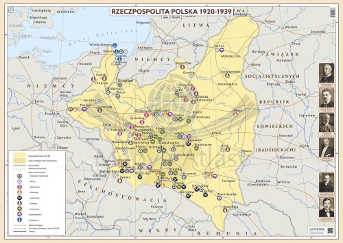 Rzeczpospolita Polska 1920-1939. Mapa ścienna. Wersja STRONG